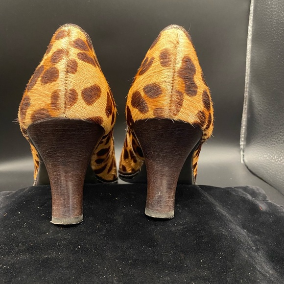 🍂🍁Nurture Women’s Sandee PeepToe Pump Brown Leopard Calf Hair Leather 8.5 - Picture 7 of 8